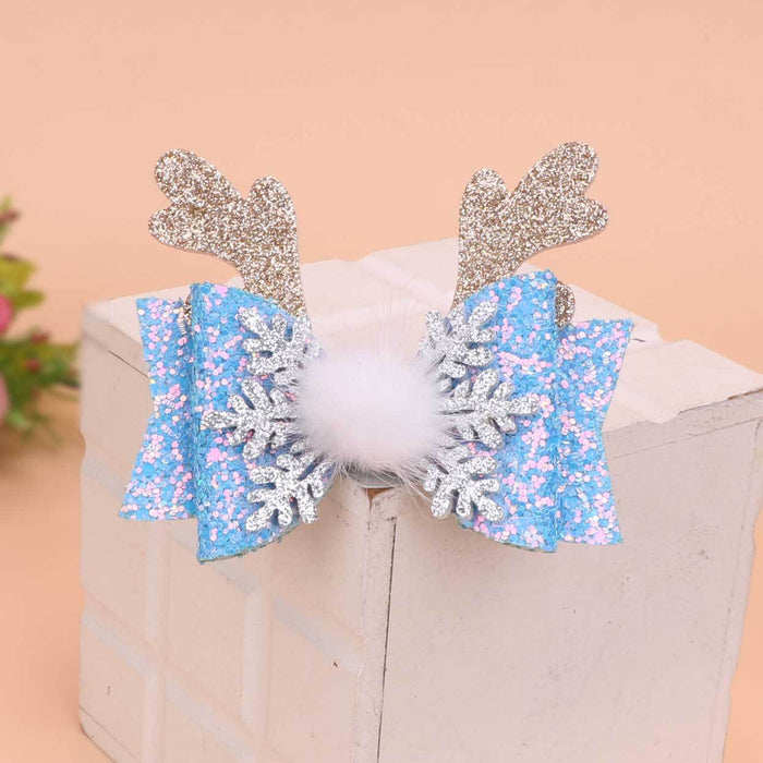 Wholesale Children Christmas Snowflake Fabric Bow Hairpin JDC-HC-Bais005