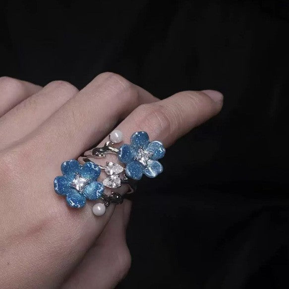 Wholesale Anime peripheral star derivative impression ring blue flower ring