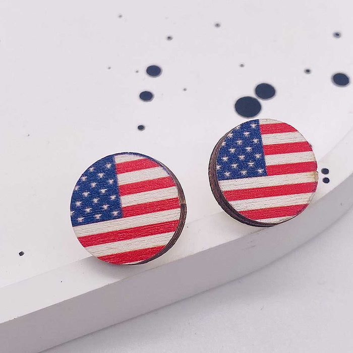 Wholesale United States Independence Day wooden star earrings JDC-ES-Susheng011