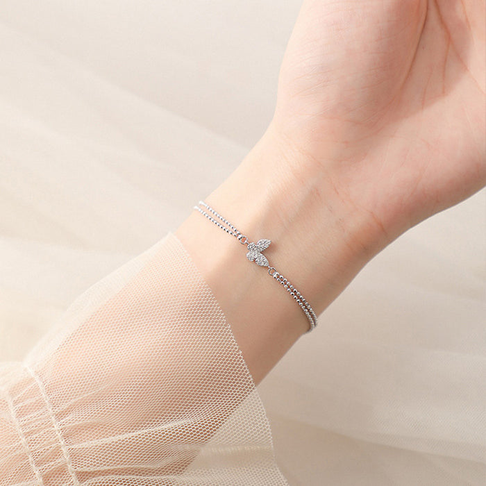 Wholesale S925 Sterling Silver New Butterfly Bracelet Diamond-encrusted Sterling Silver Accessories