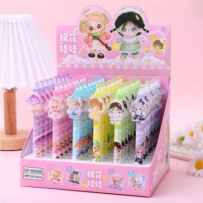 Wholesale 48 pcs Black core 0. 5mm cute cartoon sticker push-button pen