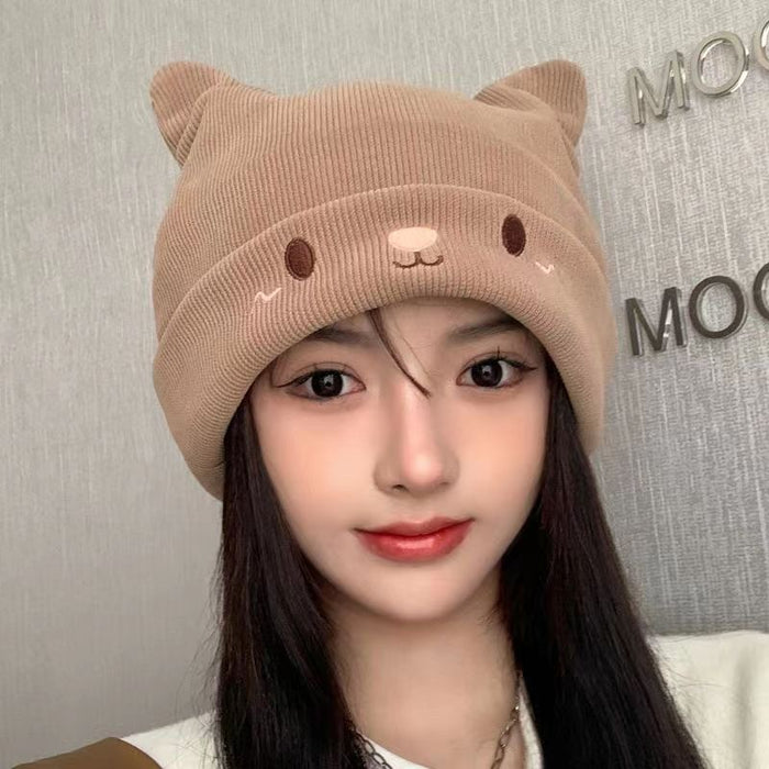 Wholesale Autumn and Winter Pile Hats Cute Cat Wool Knitted Hat JDC-FH-Yiguan002