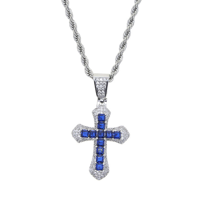 Wholesale Cross Pendant Copper Diamond Necklace JDC-NE-YiZhe001