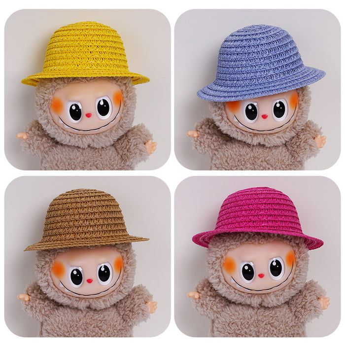 Wholesale  mini hollow top woven straw hat dome wave pull cloth leaking ear hat dress-up baby clothes accessories