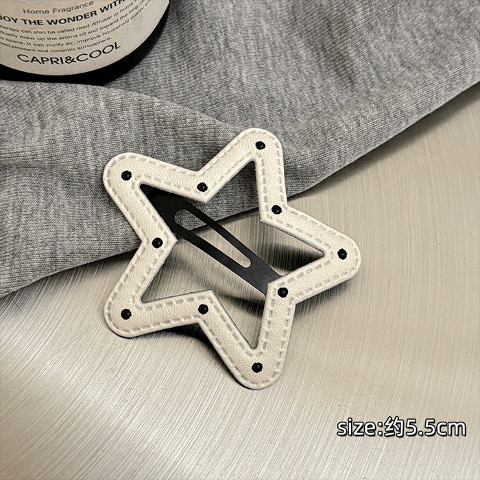 Wholesale Wave point leather hair clip with broken hair on the forehead, bangs clip, simple edge clip, hair clip headband