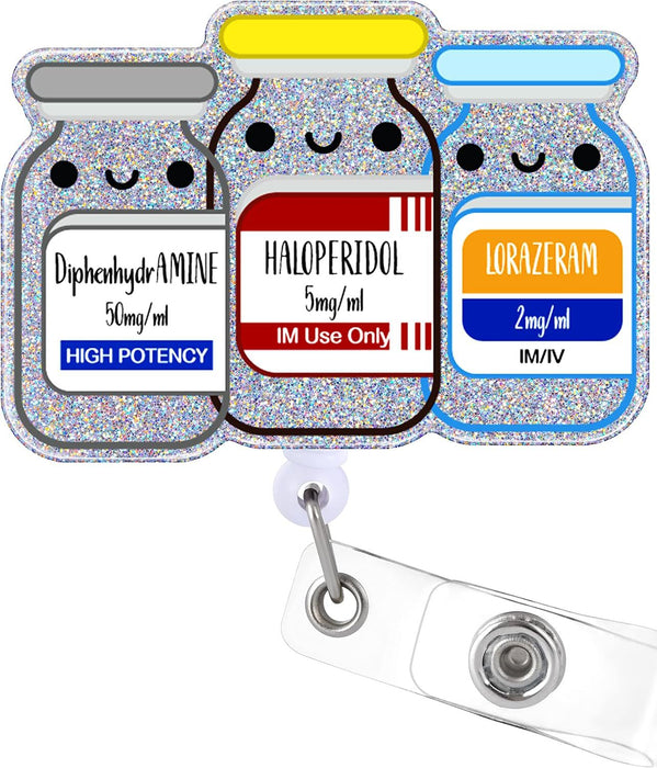 Wholesale Acrylic Medicine Bottle Nurse Cap Telescopic Clip Acrylic Keychain JDC-KC-QiDing011