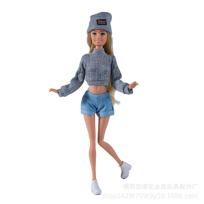 Wholesale Doll dress-up cardigan  hat and shorts set