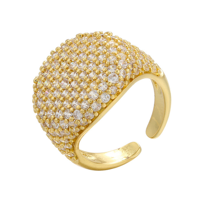 Wholesale Adjustable circular full diamond ring with adjustable opening