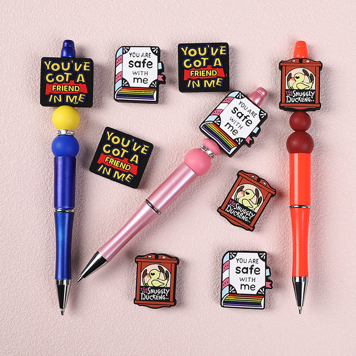 Wholesale 20pcs High color value cartoon letter silicone beads glitter loose beads diy mobile phone chain key chain material beaded pen jewelry