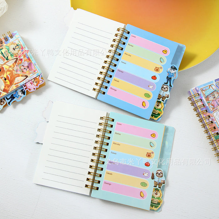 Wholesale A7 Gold Foil Spiral Notebook Cute Dividers Planner Student Stationery
