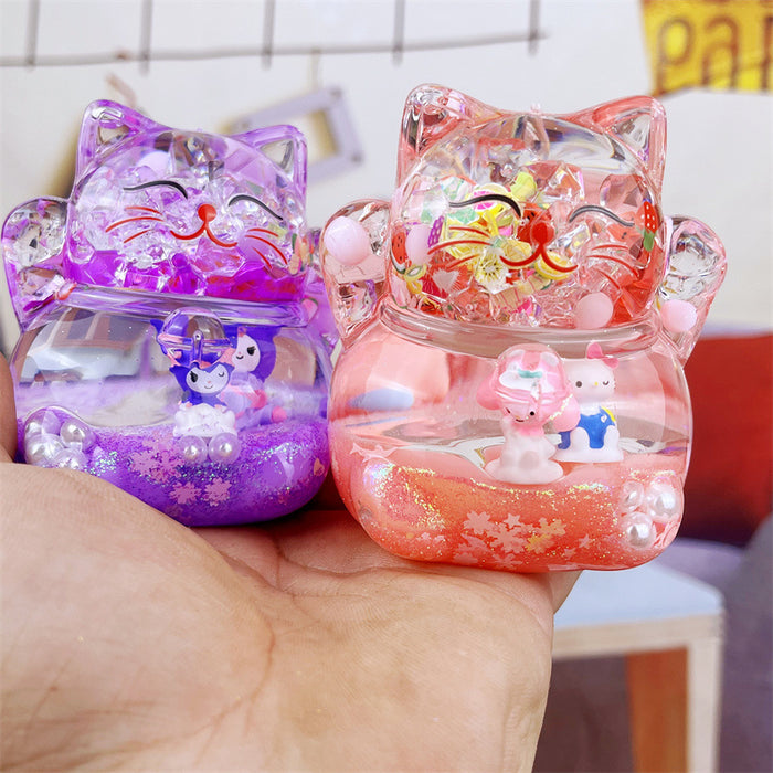 Wholesale Oil Drops Liquid Sand Bottle Acrylic Oil Ornaments Dripping Lucky Cat Oil Leakage Small Gift