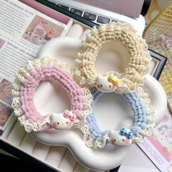 Wholesale Sweet Plaid Butterfly Cat Lace Hair Tie Ponytail Ins Cute Student Hair Accessory