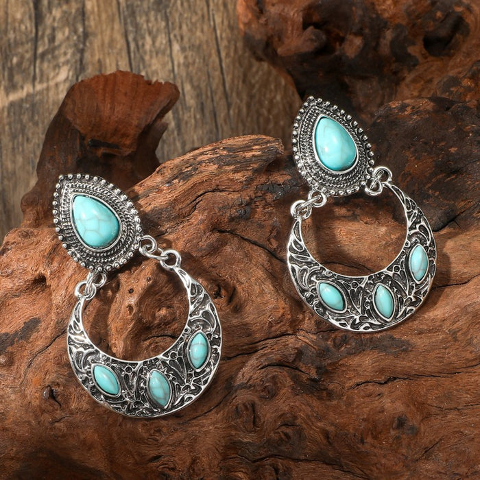 Wholesale Ethnic Style Turquoise Earrings JDC-ES-JunJie004