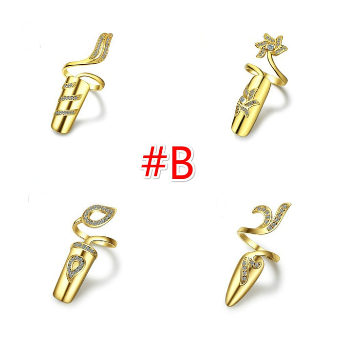 Wholesale Fashion nail joint ring four piece set jewelry accessories light luxury high-end ring set