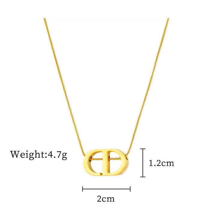 Wholesale Titanium Steel Letter Real Gold Necklace for Women JDC-NE-LG041