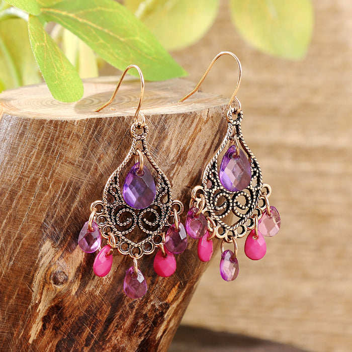 Wholesale Bohemian Tassel Geometric Drop Earrings Electroplated Zinc Alloy Jewelry Accessory MOQ≥2