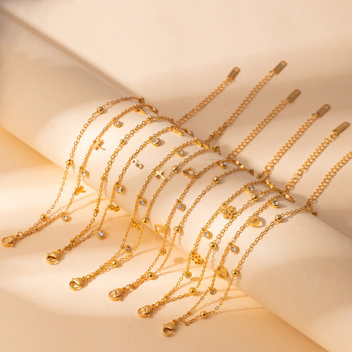 Wholesale Stainless steel fashion diamond bracelet flower geometric