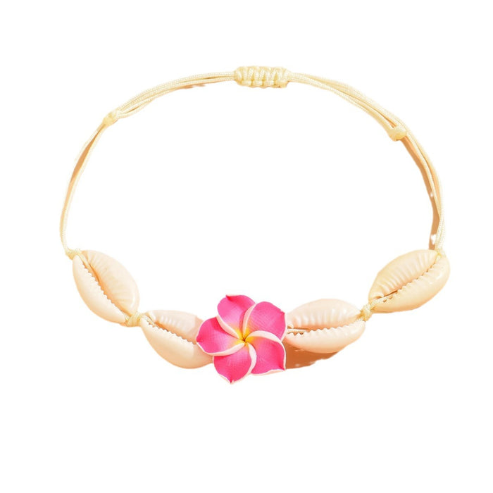 Wholesale Handmade Soft Clay Egg Flower Shell Jewelry Set Pink Beach Style Fashion Accessory