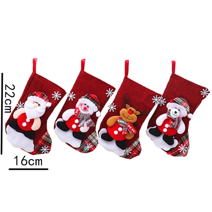 Wholesale Medium Linen Christmas Socks Christmas Decorations Christmas Gift Bags Gift Bags Christmas Hanging Socks