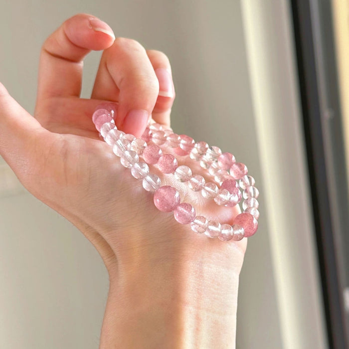 Wholesale Strawberry Crystal White Crystal Double Circle Peach Blossom