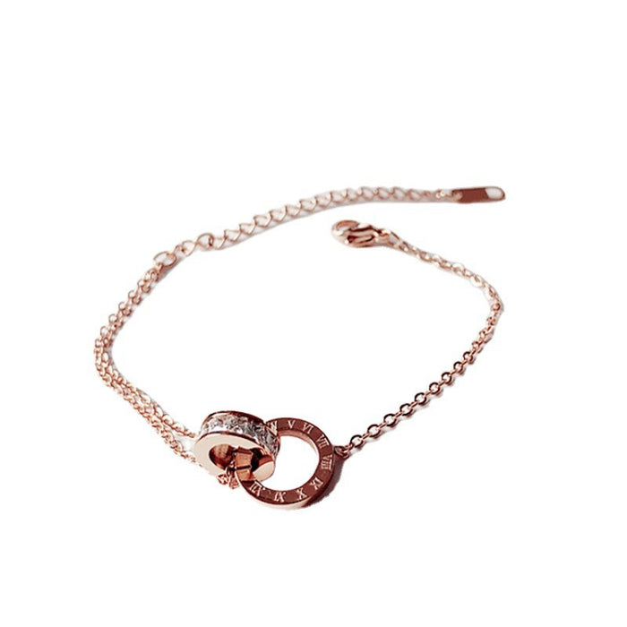 Wholesale Minimalist titanium steel Roman numeral bracelet, personalized forest style jewelry, best friend bracelet, versatile accessory