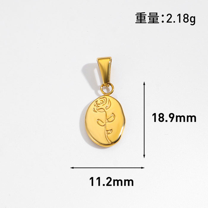 Wholesale 6pcs/set DIY Pendant Stainless Steel Plated 24K Gold Flower Heart  Geometric Jewelry Accessories