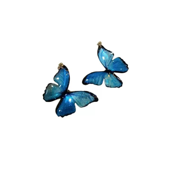 Wholesale Blue Butterfly 925 Silver Needle Clip Earrings for Women