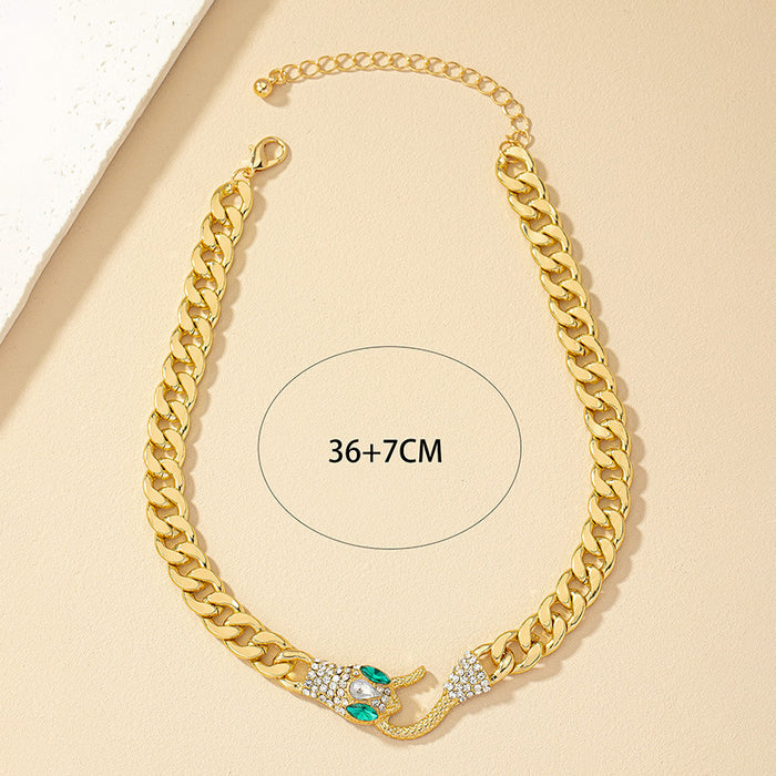 Wholesale Serpentine metal chain necklace collarbone chain New year ins hip-hop trendy cool accessories