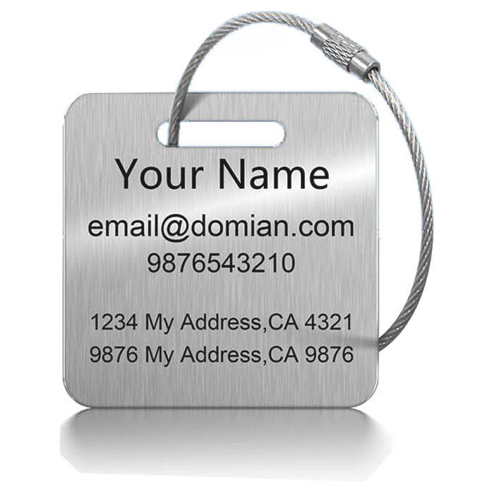 Wholesale Stainless steel tags, backpacks, luggage bags, travel cards, ID tags, steel wire keychains, stainless steel luggage tags