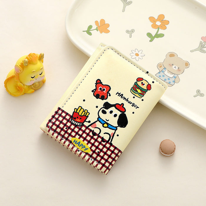 Wholesale Big Ear Dog Cute Cartoon Small Wallet Cute Large Capacity Three-fold Internet Popular Short Wallet MOQ≥2
