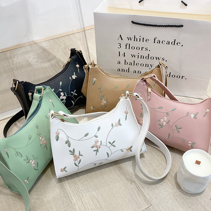 Wholesale Embroidered underarm bag ladies handbag ladies shoulder bag fashion simple underarm bag