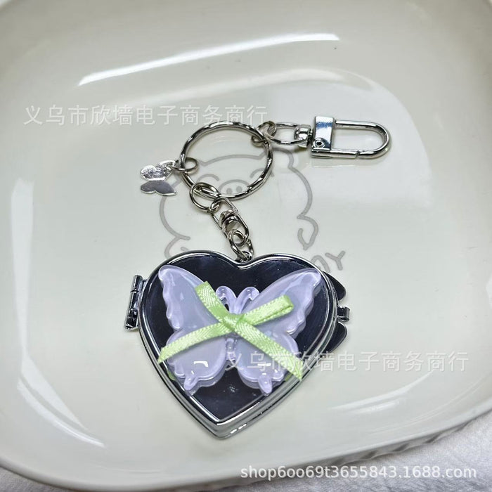 Wholesale Ribbon Heart Bow Mirror Keychain