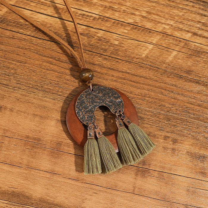 Wholesale Ethnic Literary Retro Tassel Flower Shell Necklace Fashion Accessory Gift MOQ≥2