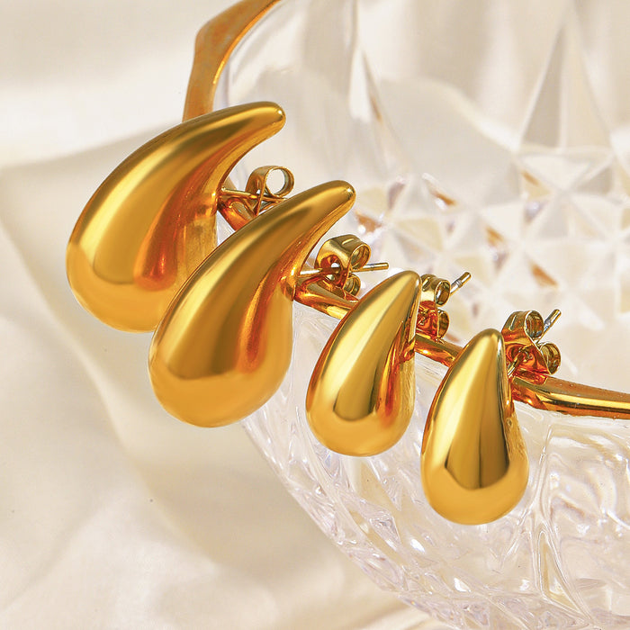 Wholesale Womens Stainless Steel teardrop Gold Plated Earrings