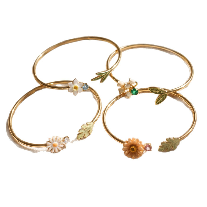 Wholesale Copper Electroplated Open Flower Cuff Bracelet Women S Stylish Botanical Jewelry Accessory For Resale