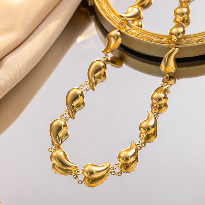 Wholesale Niche Retro Glossy 3D Teardrop Necklace