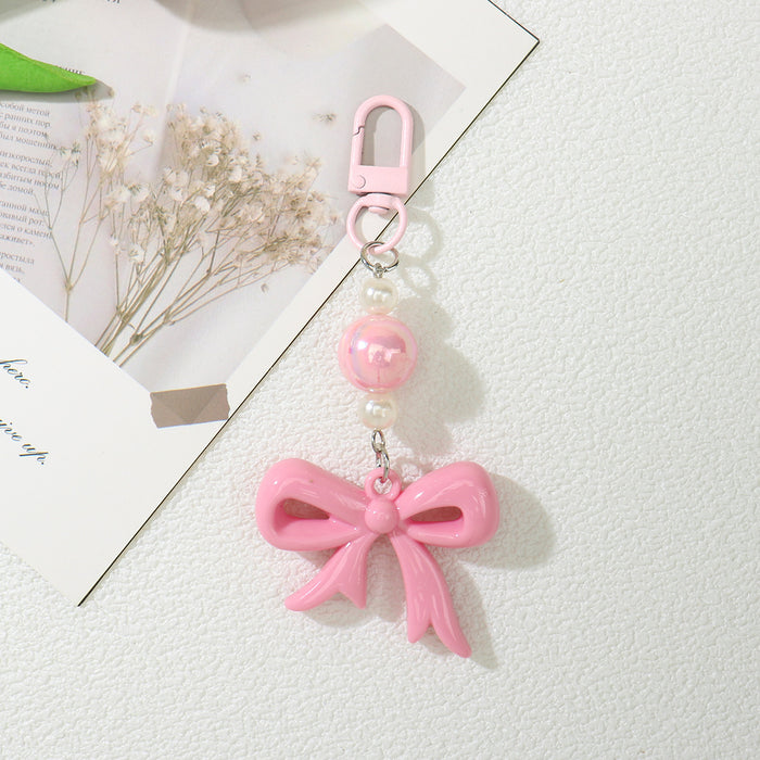 Wholesale Sweet Style Acrylic Bow Bag Charm - Red Decorative Gift Accessory MOQ≥2