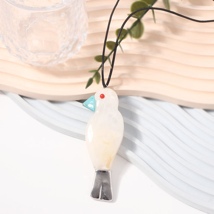 Wholesale Artistic Cute Resin Bird Pendant Long Necklace Simple Joker