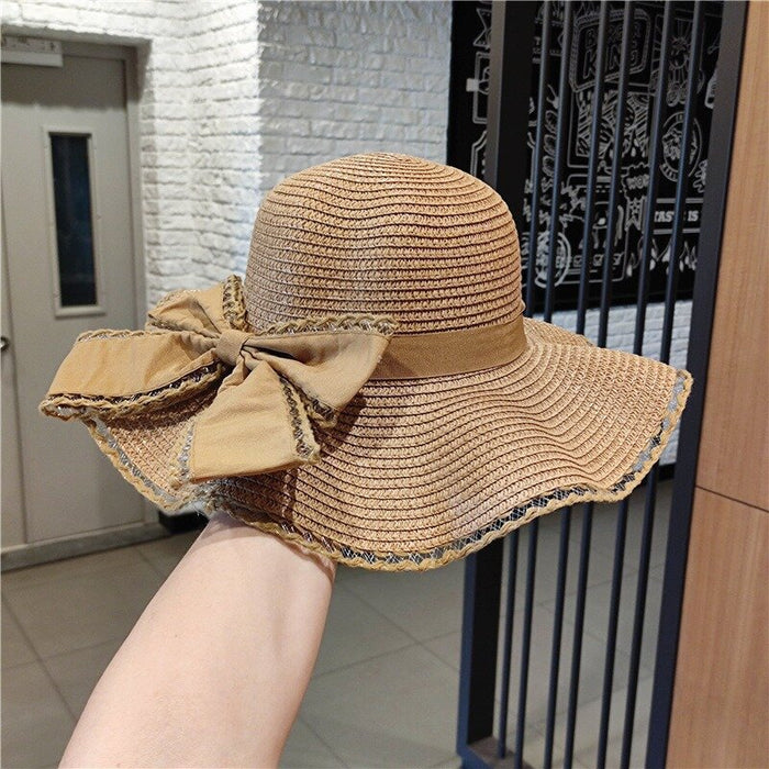 Wholesale Fashionable bow wave edge sunscreen hat