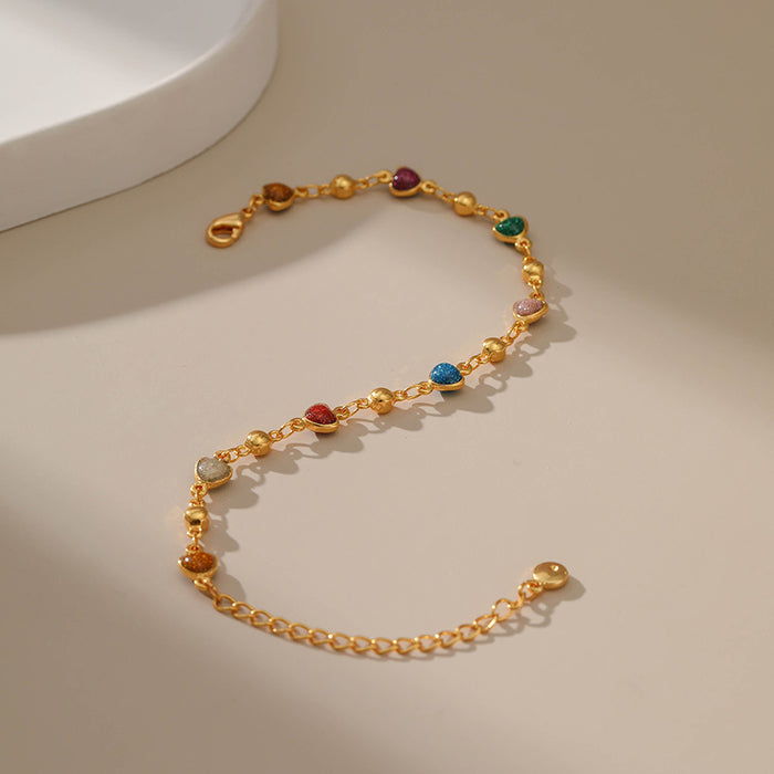 Wholesale European and American Geometric Love Design Multi color Drip Oil Bracelet Creative Summer New Product Handmade Copper