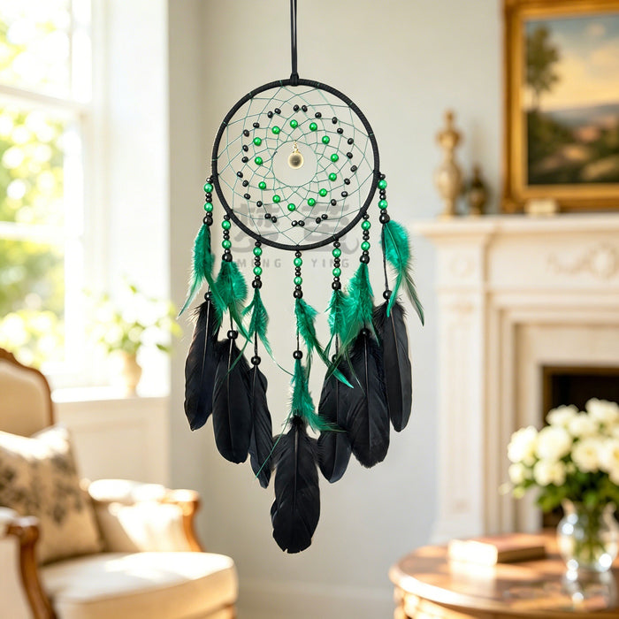 Wholesale Handmade Feather Dreamcatcher Wine Red Boho Wall Hanging Home Decor Accent MOQ≥2