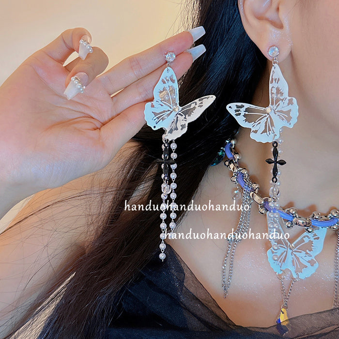 Wholesale Butterfly Crystal Pendant Tassel Alloy Necklace JDC-NE-LaiL008