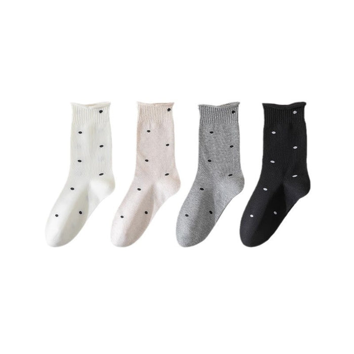 Wholesale Pure cotton socks pile socks boneless socks polka dot mid tube socks