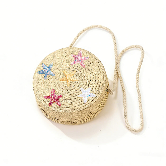 Wholesale Starry Summer Beach Straw Bag Set Cute Crochet Crossbody Coin Purse