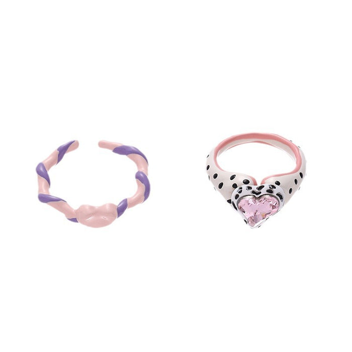 Wholesale Love shaped rhinestone ring