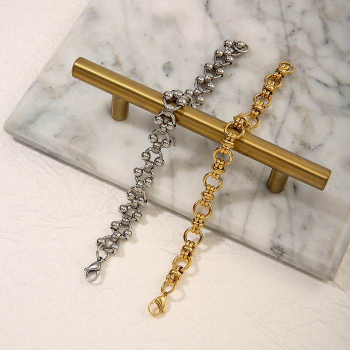 Wholesale Personalized stainless steel exaggerated style chain bead circle bracelet that does not fade