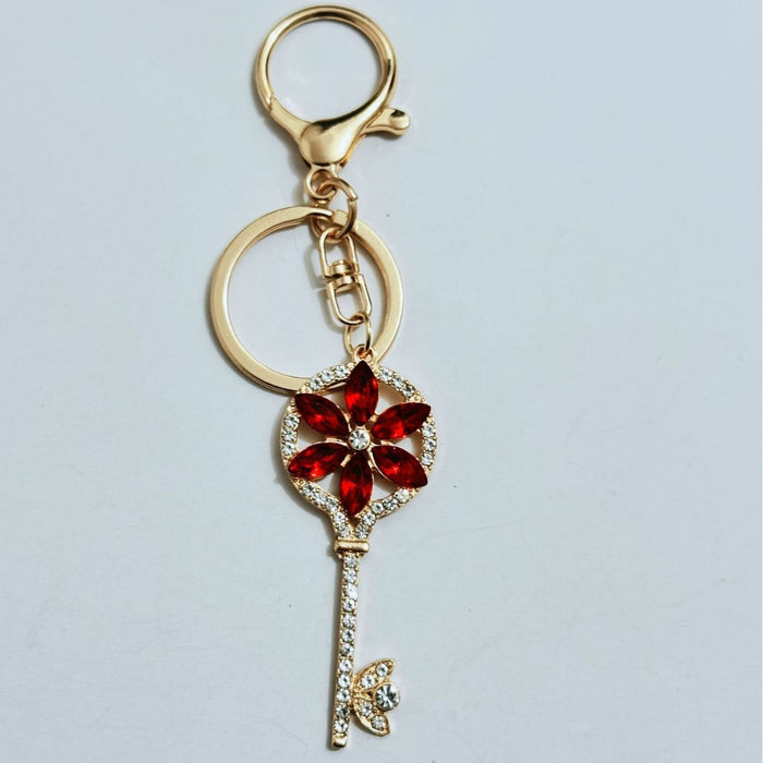 Wholesale Keychain Rhinestone Key Design Zinc Alloy Car Bag Charm Gift