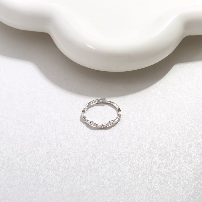 Wholesale Micro inlaid zircon open ring, non fading ring, female niche, high-end, light luxury style, personalized fashion, index finger ring