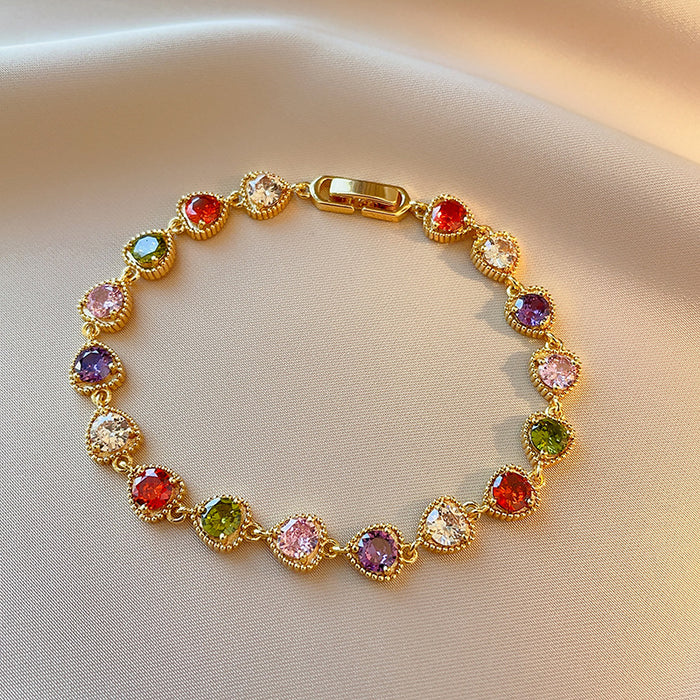 Wholesale Bracelet with colorful zircon inlaid with love, fashionable jewelry, micro inlaid with retro bracelet accessories, bracelet