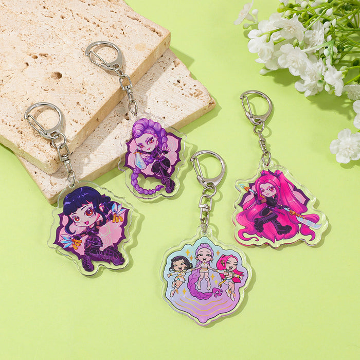 Wholesale Acrylic cute cartoon doubl sided keychain